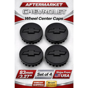 Chevrolet Replacement Wheel Center Caps Matte Black  83mm 3.25” Set of 4
